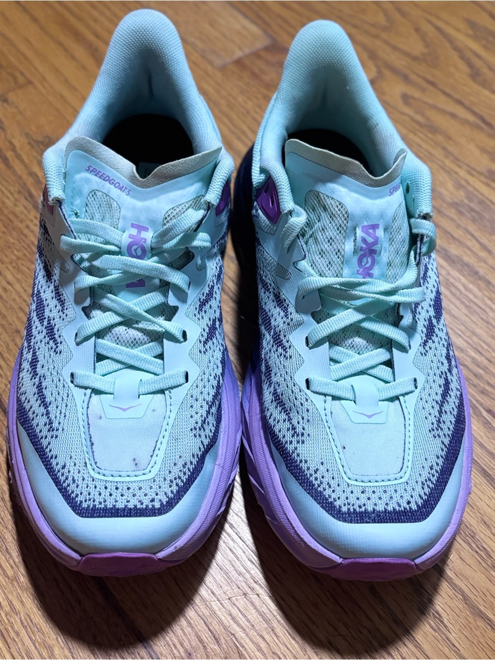 HOKA Speedgoat 5 Trail Running Shoes Women's 7.5B Blue Purple Hiking Sneakers